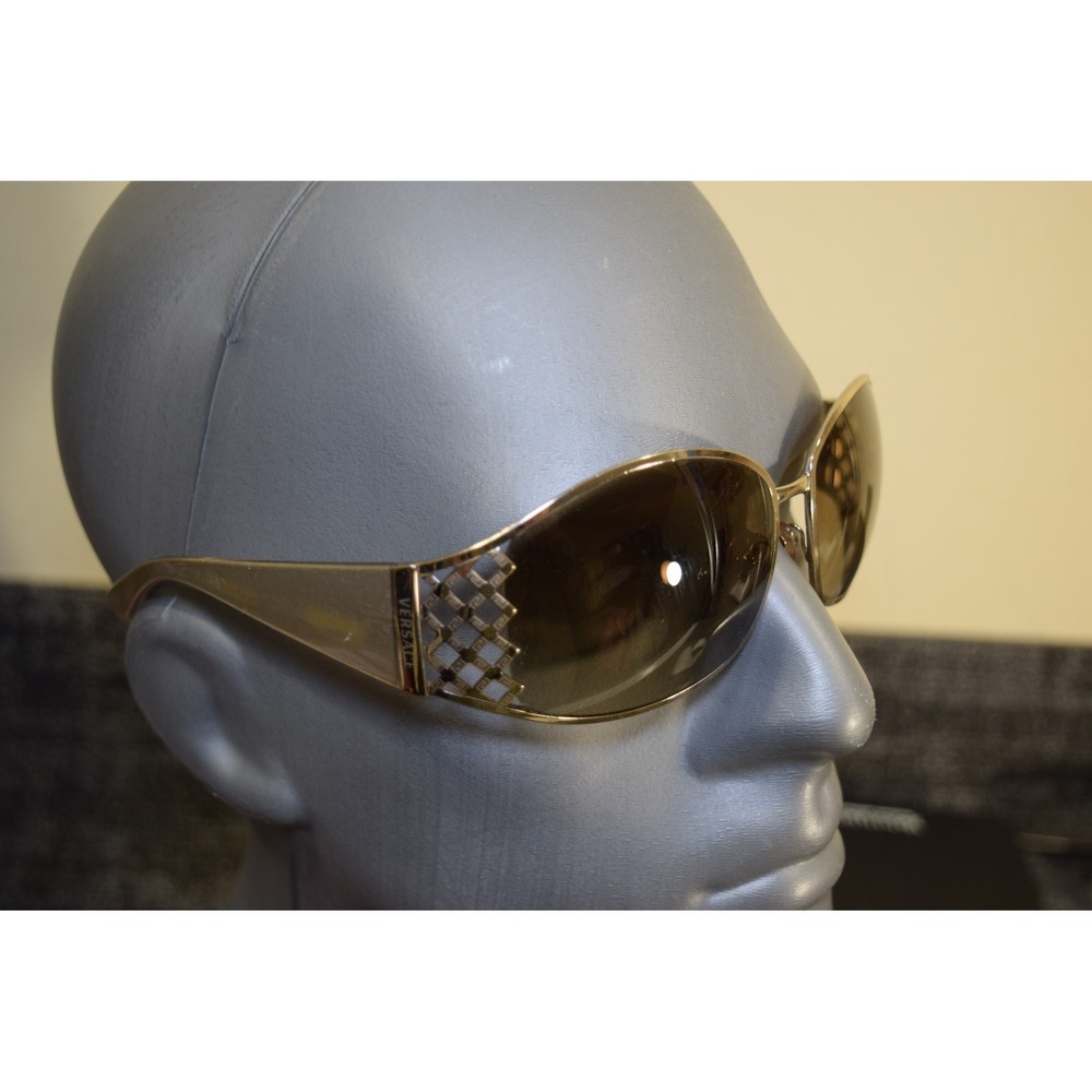 Versace MOD 2094 1221/13 2N Sunglasses 63 16 115 Wrap Italy Pewter Silver